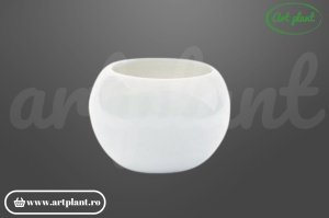 Mini vază sferă ceramică albă 6 cm