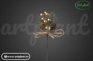 Ramură decorativă, 19 cm - aurie - Img 2