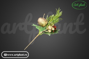 Ramură decorativă, 22 cm, cu măr auriu - Img 3