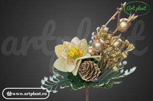Ramură decorativă, 24 cm - aurie - Img 2