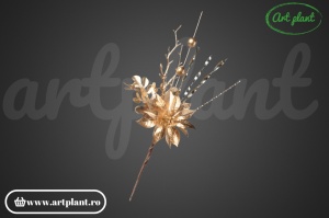 Ramură decorativă Crăciuniță, 30 cm – aurie