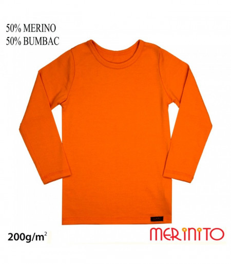 Bluza copii Merinito 200g 50% lana merinos 50% bumbac - Portocaliu