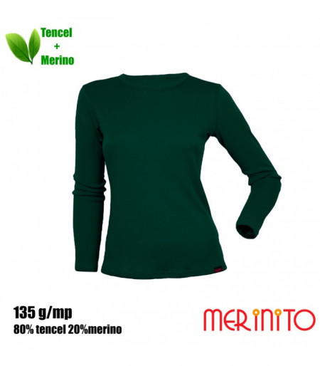 Bluza dama Merinito 135g 80% tencel 20% lana merinos - Verde