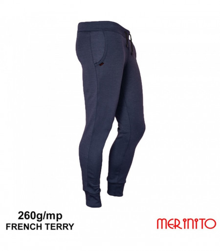 Pantaloni barbati Merinito Jogger French Terry 260g 100% lana merinos - Albastru