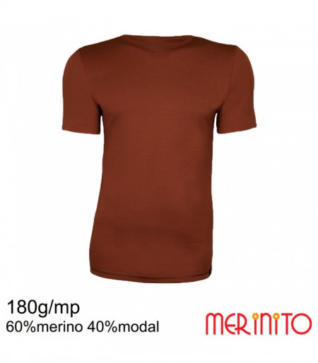 Tricou barbatesc Merinito 180g 60% merino 40% modal - Maro