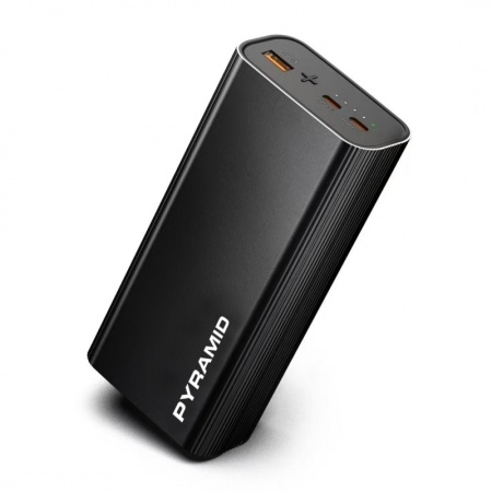 Baterie externa, aluminiu, PYRAMID® 30000 mAh, PD 65W, 2 X USB-C, 1 X USB-A QC, power bank, incarcare rapida, PY-65W