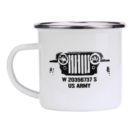 Cana emailata US Army 300ml - Alba