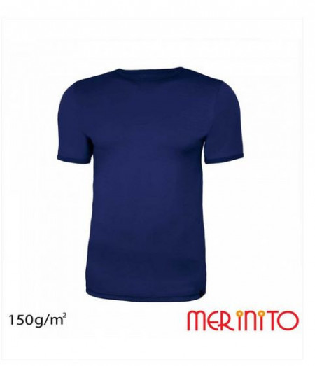 Tricou barbati Merinito 150g 100% lana merinos - Albastru