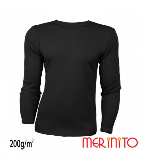 Bluza barbati Merinito 200g 100% lana merinos - Negru