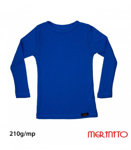 Bluza copii Merinito Rib Pointelle 100% lana merinos - Albastru
