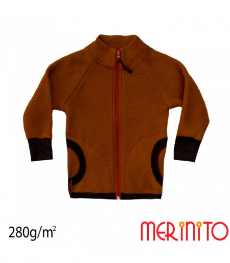 Jacheta copii Merinito Soft Fleece lana merinos - Maro