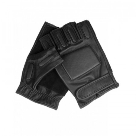 Manusi moto fara degete cu protectii cauciuc- Negru