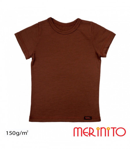 Tricou copii Merinito 150g 100% lana merinos - Maro