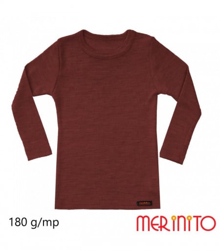 Bluza copii Merinito Rib Pointelle 100% lana merinos - Maro