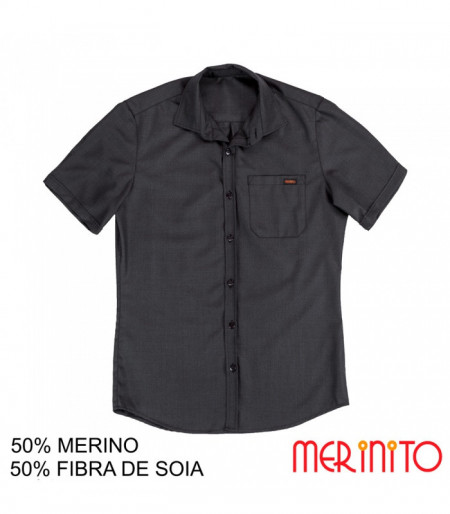 Camasa barbati Merinito 50% lana merinos 50% fibra de soia - Negru