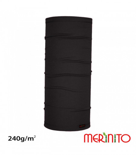 Neck Tube Merinito 240g lana merinos si bambus - Negru