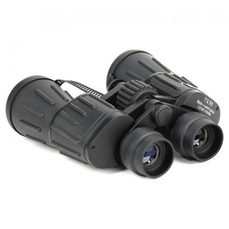 Binoclu Mil-Tec cu invelis cauciucat 7x50 - Negru