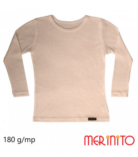 Bluza copii Merinito Rib Pointelle 100% lana merinos - Bej