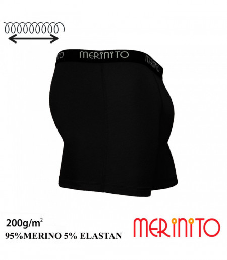 Lenjerie barbati Merinito Boxer Briefs 200g 95% lana merinos 5% elastan - Negru