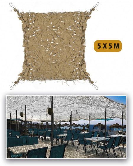 Plasa camuflaj Shade Sail 5 x 5m - Coyote
