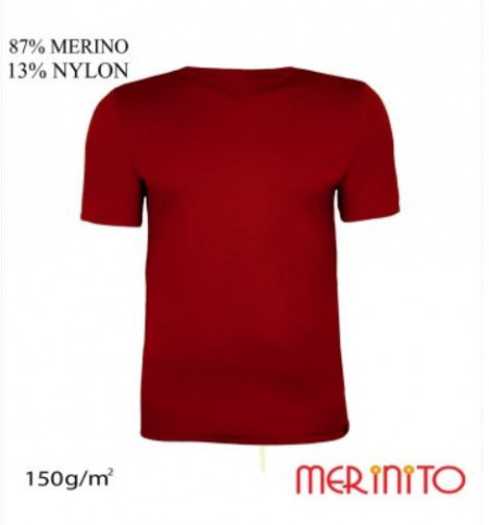 Tricou barbati Merinito 150g 87% lana merinos 13% nylon - Rosu