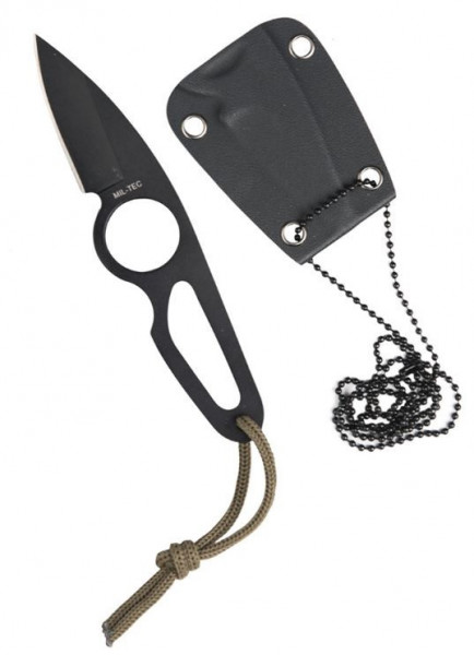 Cutit tactic cu lant pentru gat 16 cm - Negru