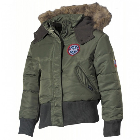 Jacheta US polar cu patch-uri pentru copii - Oliv
