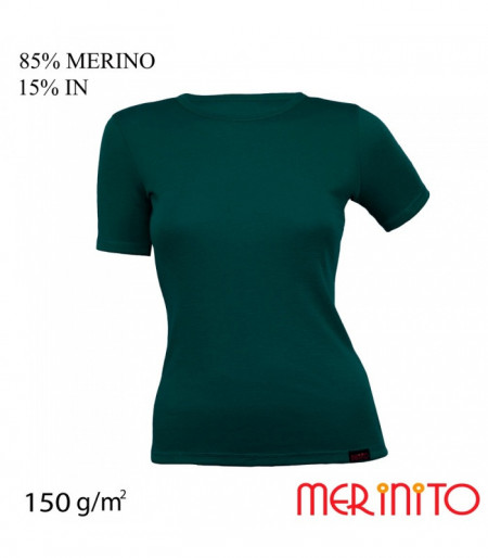Tricou dama Merinito 150g 85% lana merinos 15% in - Verde