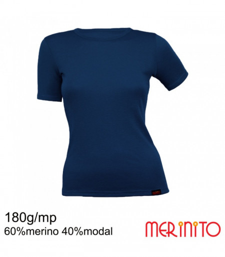 Tricou dama Merinito 180g 60% merino 40% modal - Albastru