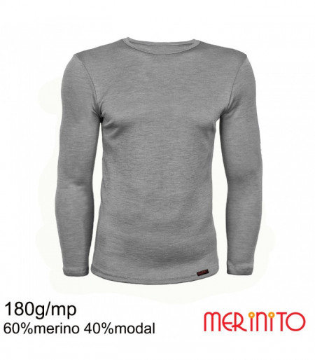 Bluza barbatesca Merinito 180g 60% merino 40% modal - Gri