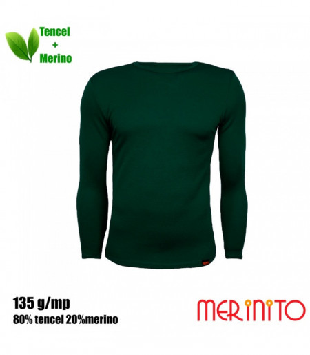 Bluza barbati Merinito 135g 80% tencel 20% lana merinos - Verde