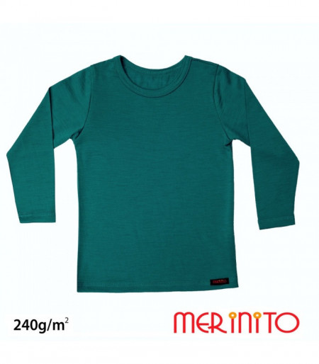 Bluza copii Merinito 240g lana merinos si bambus - Albastru