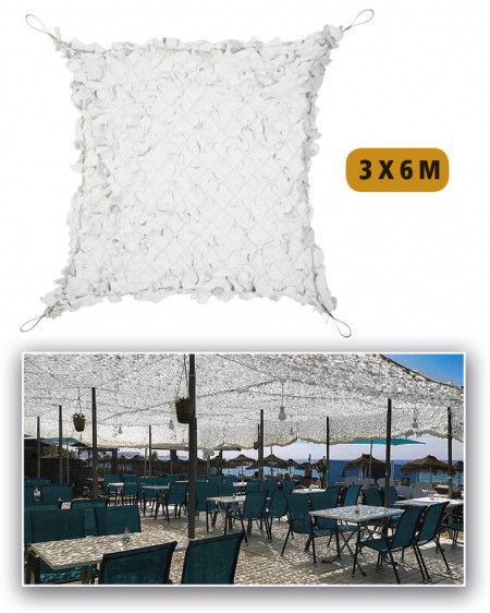 Plasa camuflaj Shade Sail 3 x 6m - Alb