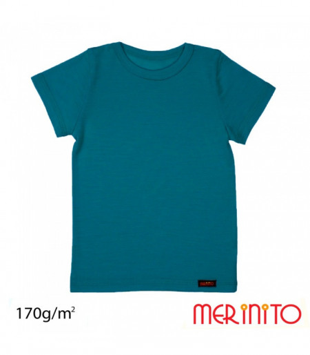 Tricou copii Merinito 170g 100% lana merinos - Albastru