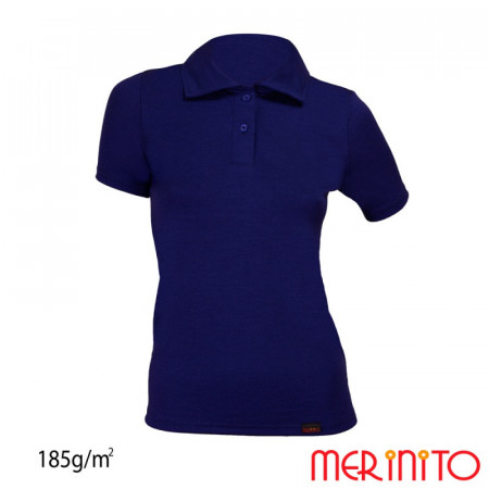 Tricou dama Merinito Polo Jersey 185g 100% lana merinos - Albastru