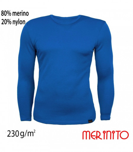 Bluza barbati Merinito 230g lana merinos - Albastru