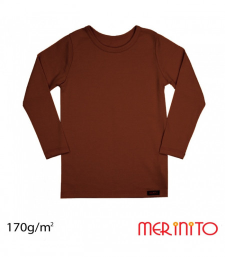 Bluza copii Merinito 170g lana merinos - Maro
