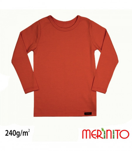 Bluza copii Merinito 240g lana merinos si bambus - Portocaliu