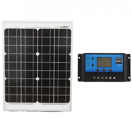 KIT PANOU SOLAR 30W, PYRAMID®, FOTOVOLTAIC, MONOCRISTALIN, CONTROLLER 30A 12/24V , CABLU CONECTARE, TENSIUNE 18V, PS-PYR30
