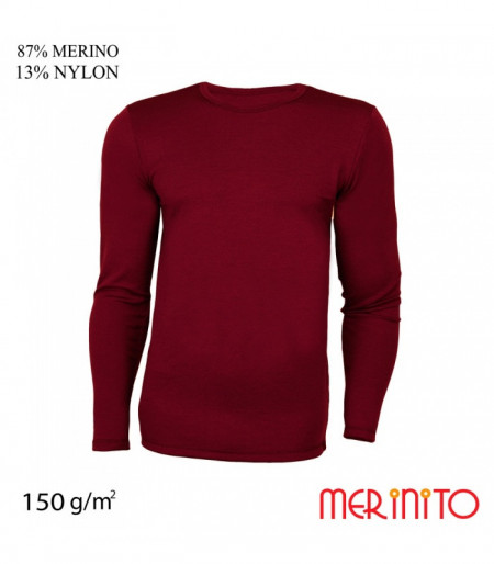 Bluza barbati Merinito 150g 87% lana merinos 13% nylon - Rosu