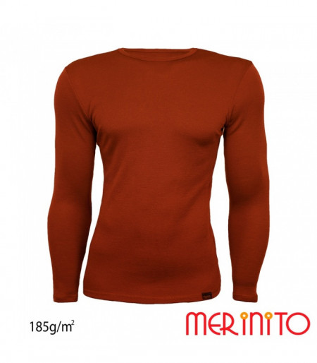 Bluza barbati Merinito 185g 100% lana merinos - Maro