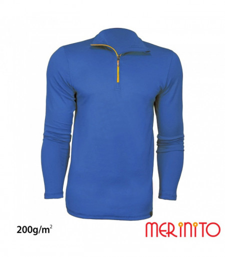 Bluza barbati Merinito Sport Zip 200g lana merinos - Albastru