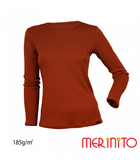 Bluza dama Merinito 185g 100% lana merinos - Maro