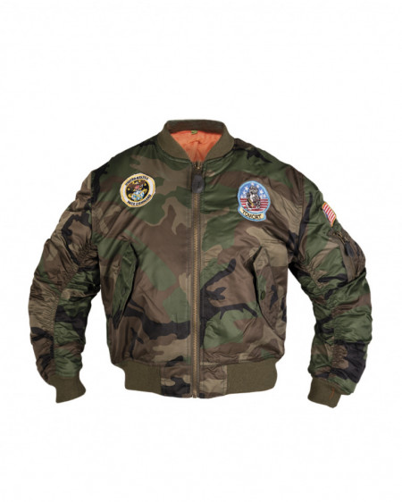 Jacheta US pilot cu patch-uri pentru copii - Woodland