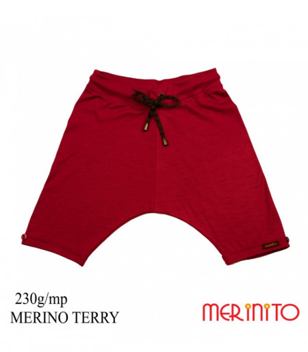 Pantaloni copii Merinito Baggy Pants 230g lana merinos - Rosu