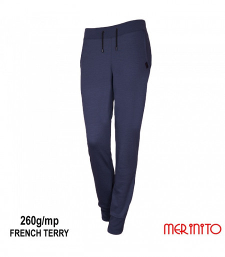 Pantaloni dama Merinito Jogger French Terry 260g 100% lana merinos - Albastru