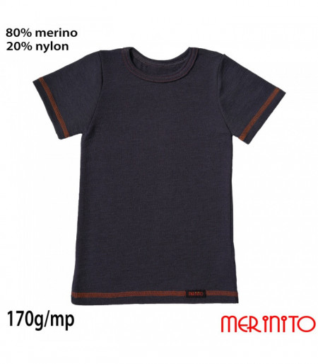 Tricou copii Merinito Vintage Denim 80% lana merinos 20% nylon - Negru