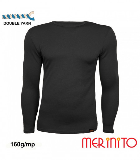 Bluza barbati Merinito 160g 100% lana merinos - Negru