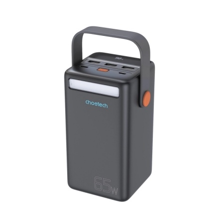 Mini statie de alimentare 50000mAh 65W + cablu USB-C, powerbank Choetech USB-A USB-C micro USB 50000mAh 65W, negru