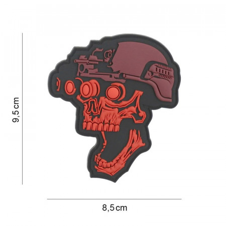 Patch 3D PVC Night vision skull - Rosu